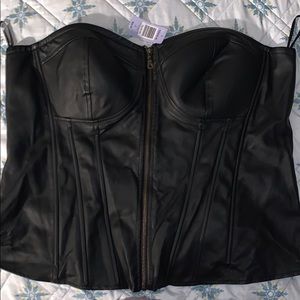 Black Faux Leather Bustier